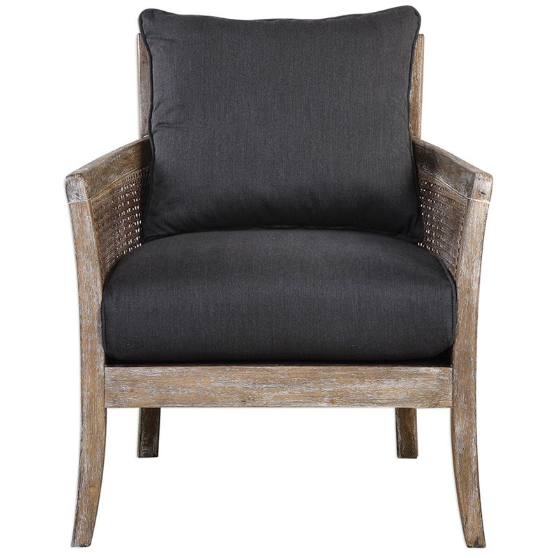 Uttermost Encore Coastal Fabric and Wood Arm Chair in Dark Gray