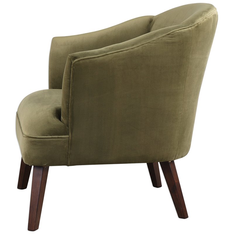 Uttermost Conroy Wood and Fabric Accent Chair in Olive and Dark Walnut