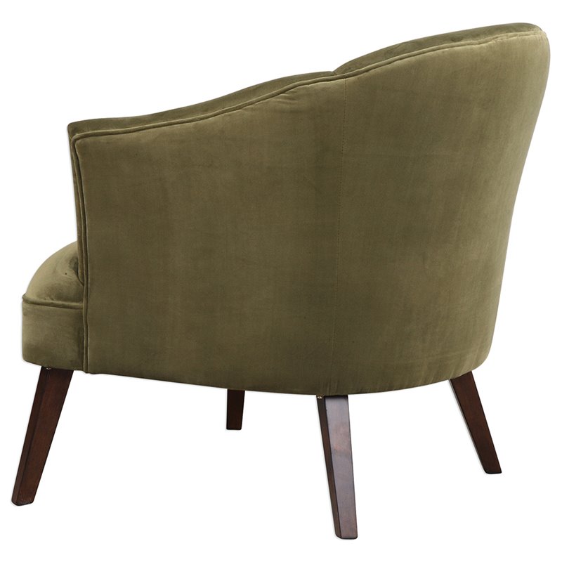 Uttermost Conroy Wood and Fabric Accent Chair in Olive and Dark Walnut