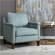 Uttermost Charlotta Coastal Wood and Fabric Accent Chair in Blue/Brass/Walnut