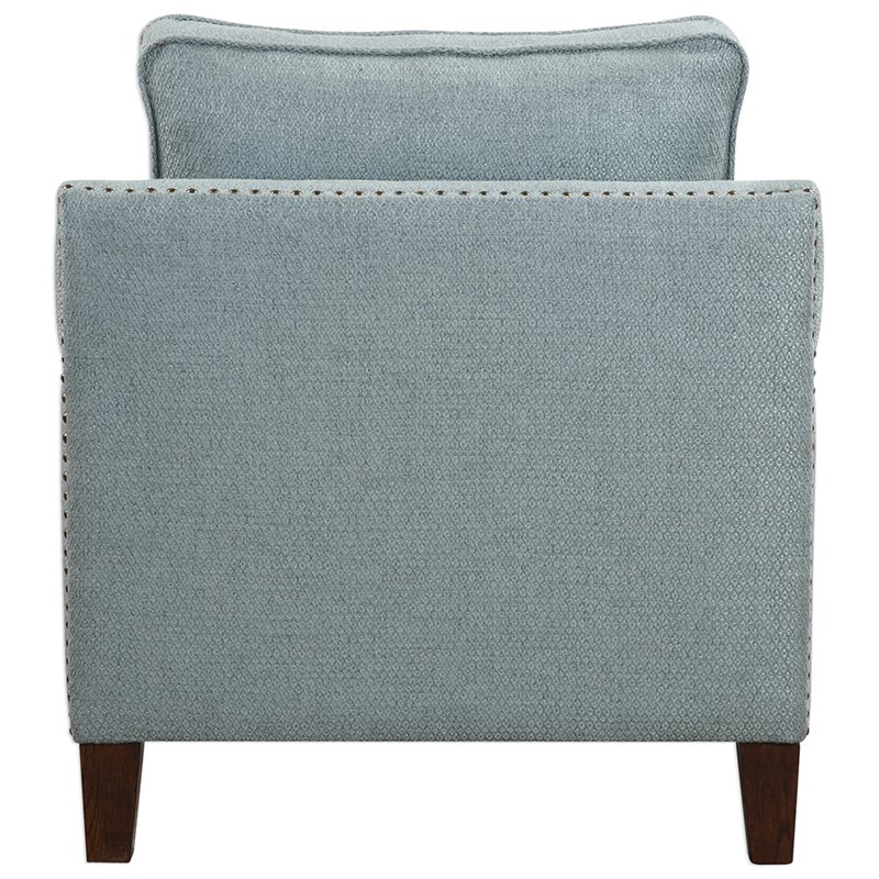 Uttermost Charlotta Coastal Wood and Fabric Accent Chair in Blue/Brass/Walnut