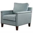 Uttermost Charlotta Coastal Wood and Fabric Accent Chair in Blue/Brass/Walnut