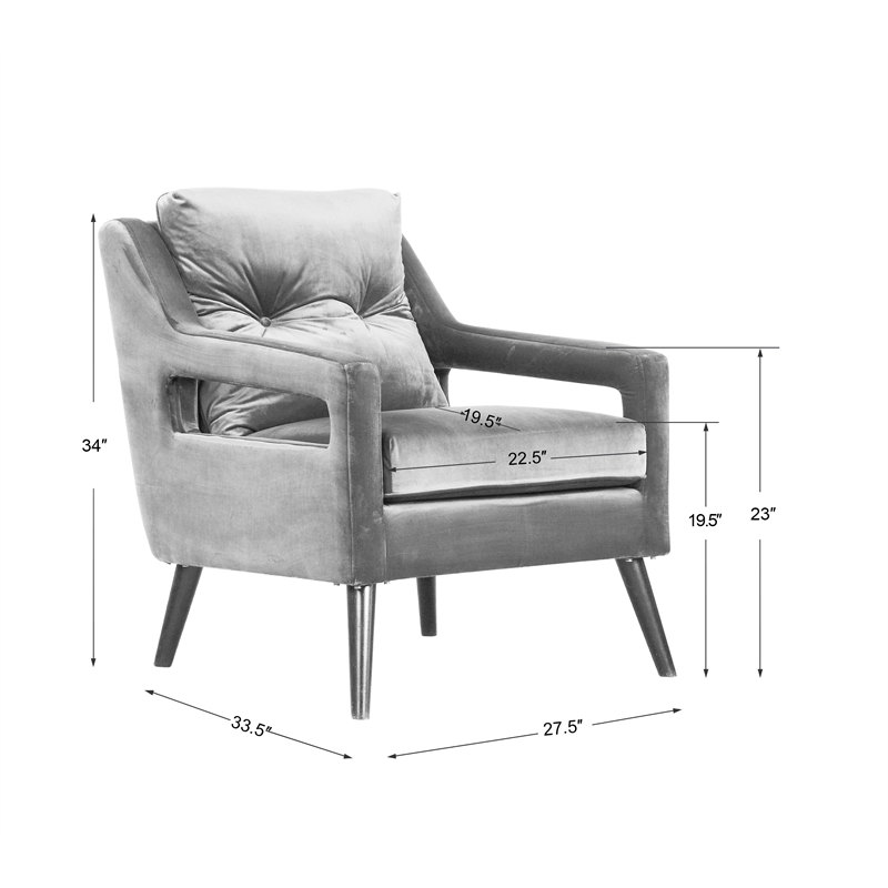 Uttermost OBrien Contemporary Wood and Fabric Arm Chair in Blue and Black