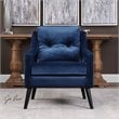 Uttermost OBrien Contemporary Wood and Fabric Arm Chair in Blue and Black