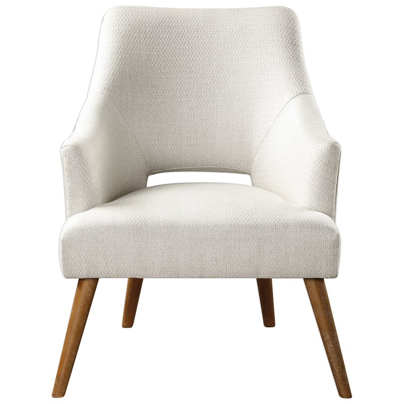 Uttermost Dree Contemporary Wood and Fabric Accent Chair in White and Oak