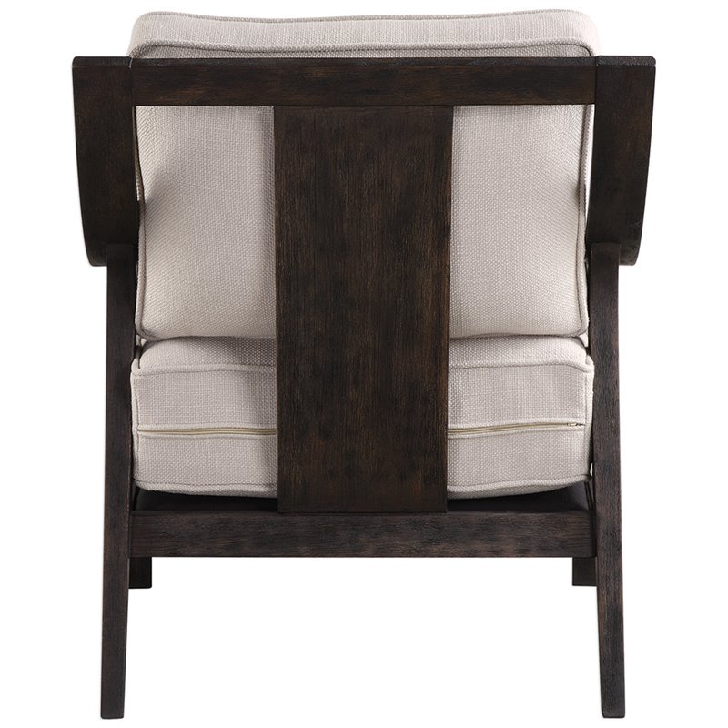 Uttermost Lyle Coastal Wood and Fabric Accent Chair in Walnut and Beige