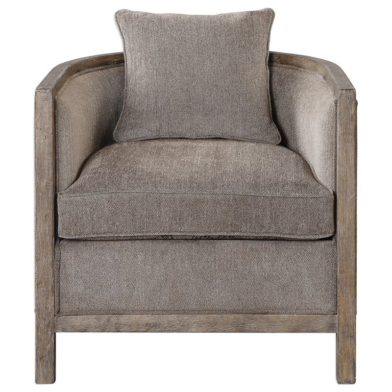 Uttermost Viaggio Contemporary Wood and Fabric Accent Chair in Gray