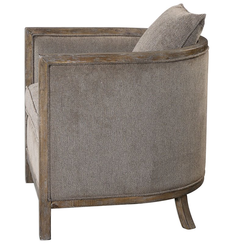 Uttermost Viaggio Contemporary Wood and Fabric Accent Chair in Gray
