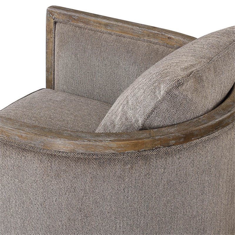 Uttermost Viaggio Contemporary Wood and Fabric Accent Chair in Gray