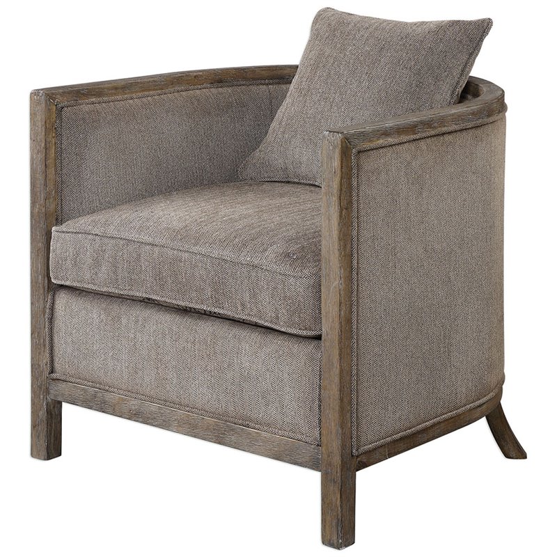 Uttermost Viaggio Contemporary Wood and Fabric Accent Chair in Gray