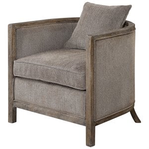 Uttermost Viaggio Contemporary Wood and Fabric Accent Chair in Gray