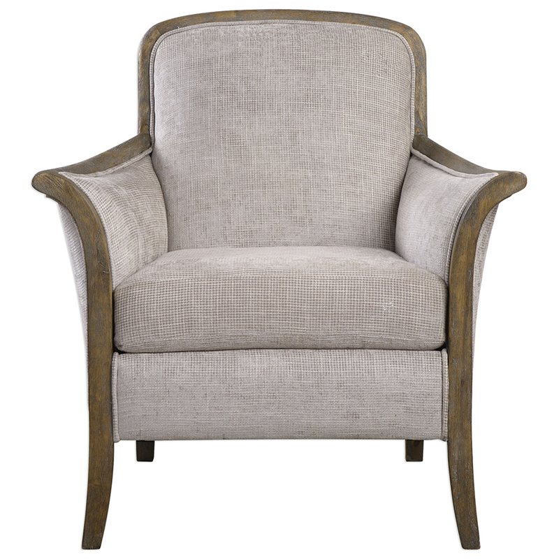 Uttermost Brittoney Wood and Fabric Arm Chair in Weathered Pecan/Brown