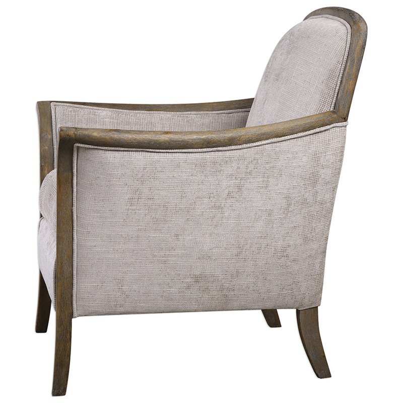 Uttermost Brittoney Wood and Fabric Arm Chair in Weathered Pecan/Brown
