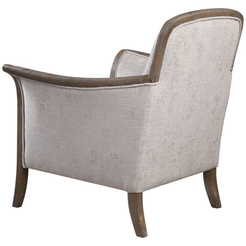 Uttermost Brittoney Wood and Fabric Arm Chair in Weathered Pecan/Brown