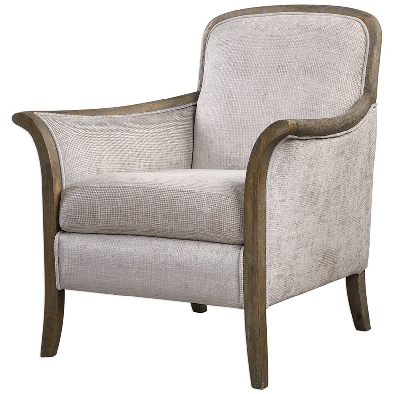 Uttermost Brittoney Wood and Fabric Arm Chair in Weathered Pecan/Brown