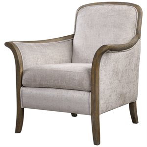 Uttermost Brittoney Wood and Fabric Arm Chair in Weathered Pecan/Brown