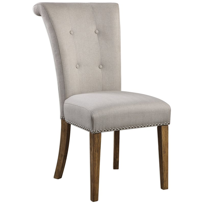 Uttermost Lucasse Upholstered Dining Chair in Oatmeal and Sandalwood