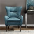 Uttermost Dax Wood and Fabric Accent Chair in Teal Blue and Black