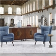 Uttermost Dax Wood and Fabric Accent Chair in Teal Blue and Black