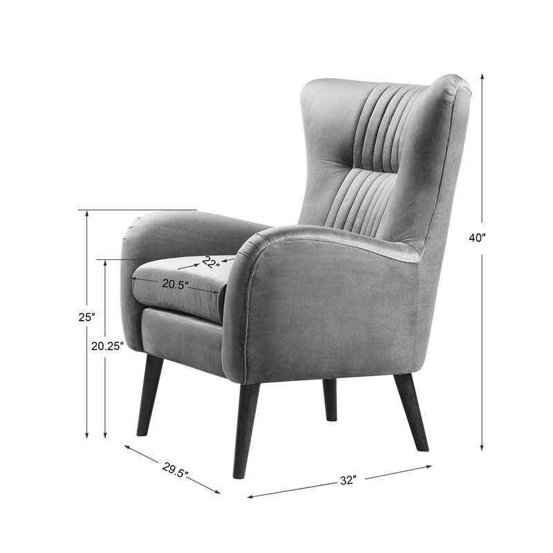 Uttermost Dax Wood and Fabric Accent Chair in Teal Blue and Black