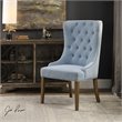 Uttermost Rioni Wood and Fabric Tufted Accent Chair in Slate Blue/Bronze