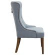 Uttermost Rioni Wood and Fabric Tufted Accent Chair in Slate Blue/Bronze