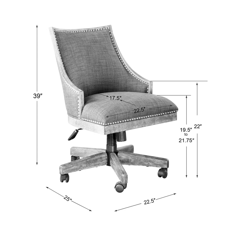Uttermost Aidrian Metal and Wood Swivel Desk Chair in Nickel and Gray