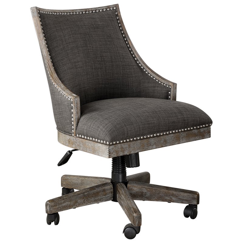 Uttermost Aidrian Swivel Desk Chair in Charcoal and Gray 23431