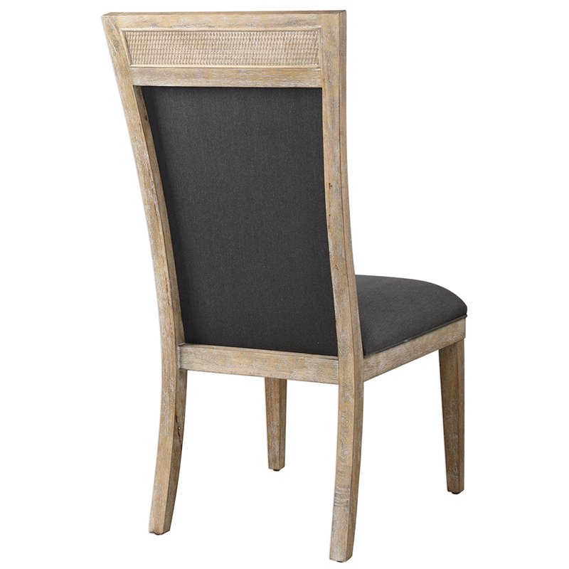 Uttermost Encore Wood Rattan and Fabric Accent Chair in Dark Gray