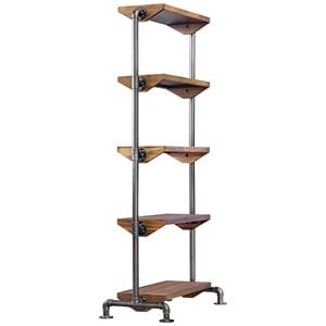 Uttermost Rhordyn 4-Shelf Wood and Metal Bookcase in Walnut and Gunmetal