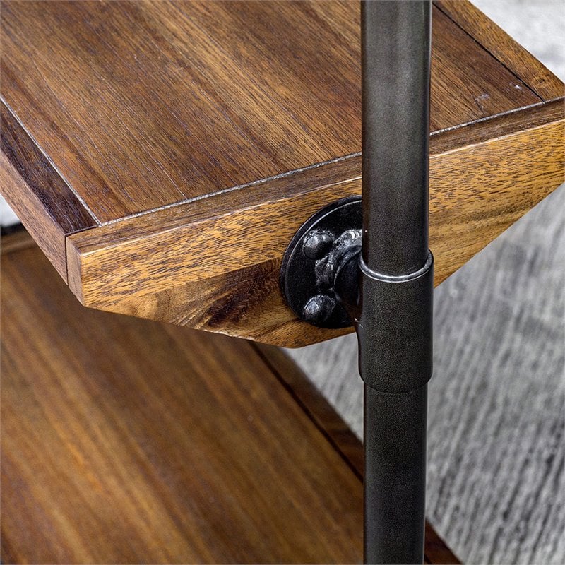 Uttermost Rhordyn 4-Shelf Wood and Metal Bookcase in Walnut and Gunmetal
