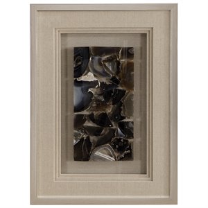 Uttermost Seana Agate Pine Glass and Fabric Wall Art in Blue/Tan/Silver