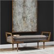 Uttermost Waylon Wood Metal and Fabric Tufted Bench in Taupe and Oak