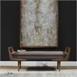 Uttermost Waylon Wood Metal and Fabric Tufted Bench in Taupe and Oak