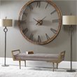 Uttermost Waylon Wood Metal and Fabric Tufted Bench in Taupe and Oak