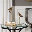 Uttermost Passerines 2-Piece Polyresin Metal Bird Sculpture Set in Antique Gold
