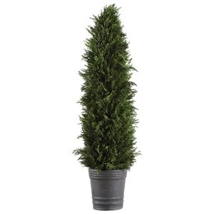 uttermost cypress cone topiary plant in aged dark gray and green