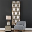 Uttermost Tahira MDF Wood Geometric Decorative Mirror in Ivory and Gray