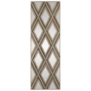 Uttermost Tahira MDF Wood Geometric Decorative Mirror in Ivory and Gray