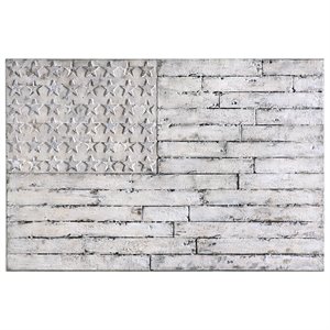 Uttermost Blanco Fir Wood Canvas and PVC American Wall Art in Distressed White