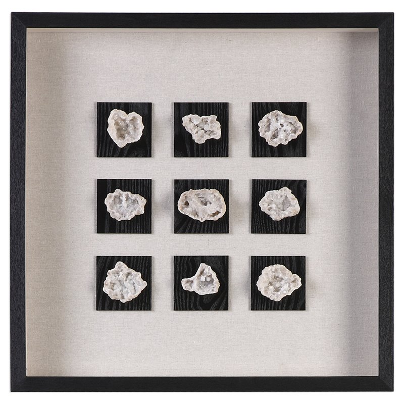 Uttermost Geode Fir Glass Fabric and Stone Wall Art in Black and Natural