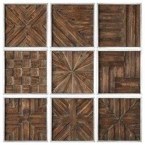 Uttermost Bryndle 9-Piece Fir and MDF Wall Panel Set in Silver/Woodtone