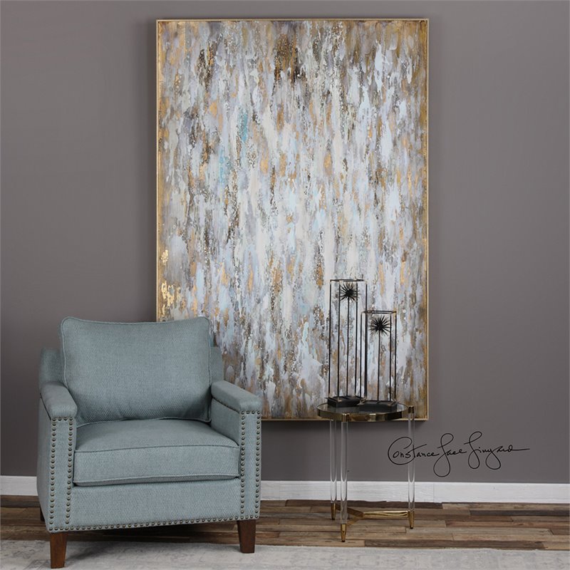 Uttermost Bright Morning Firwood Abstract Art in Blue/Bronze/Gold/White
