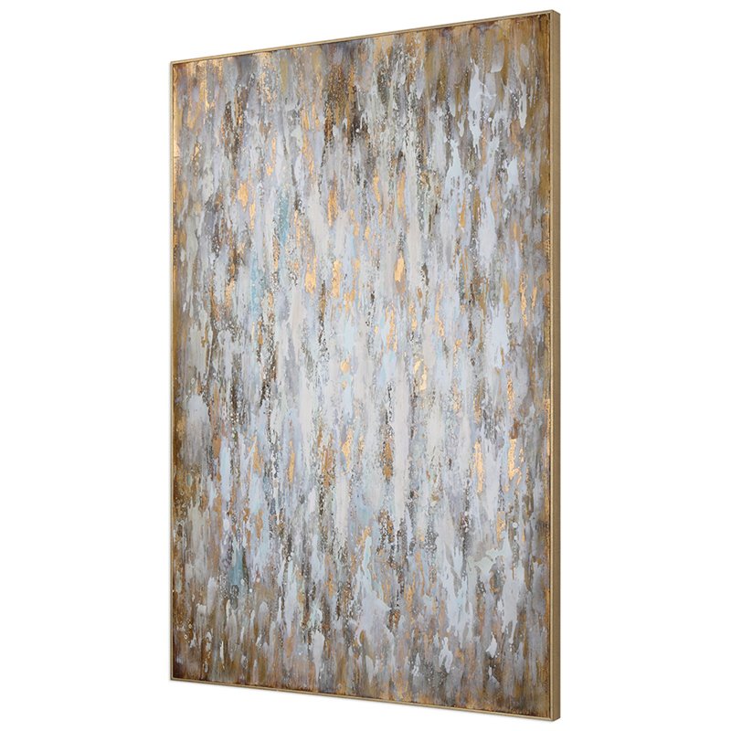 Uttermost Bright Morning Firwood Abstract Art in Blue/Bronze/Gold/White
