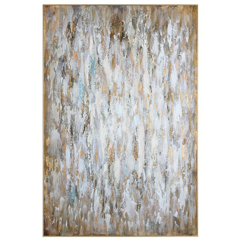 Uttermost Bright Morning Firwood Abstract Art in Blue/Bronze/Gold/White