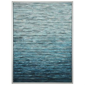 Uttermost Filtered Coastal Firwood and Fiber Canvas Art in Blue/Silver