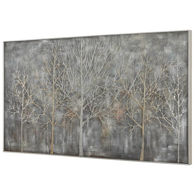 Uttermost Parkview Wood Linen and Plastic Landscape Art in Gold/Gray/Silver