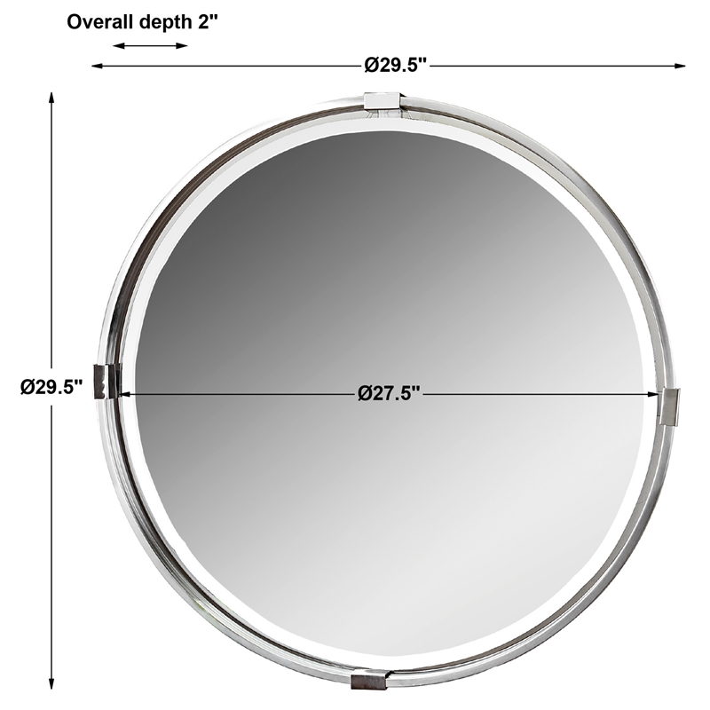Uttermost Tazlina Glass Metal and MDF Decorative Mirror in Brushed Nickel