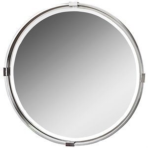 Uttermost Tazlina Glass Metal and MDF Decorative Mirror in Brushed Nickel