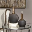Uttermost Arnav 2-Piece Ceramic Crystal Metal Bottle Set in Matte Black and Gold